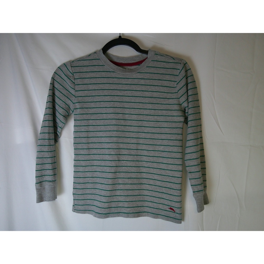 Tommy‎ Bahama Boys Grey Green Striped Thermal Long Sleeve Tee Shirt Size L 10/12